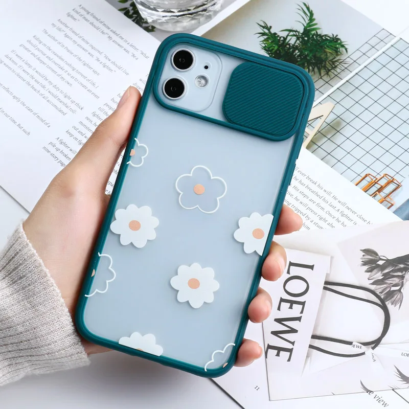 Case For iPhone 13 Case iPhone 11 13 12 Pro Max Cover Flower Slide Case For iPhone XR X XS Max 8 7 Plus 6 12 Mini SE 2 3 Funda clear iphone 11 Pro Max case