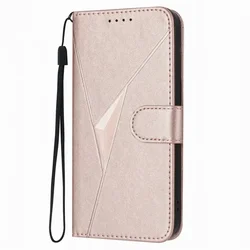 3D Triangle Wallet Phone Cover with Card Slots - Galaxy M62 (Rose Gold NI)