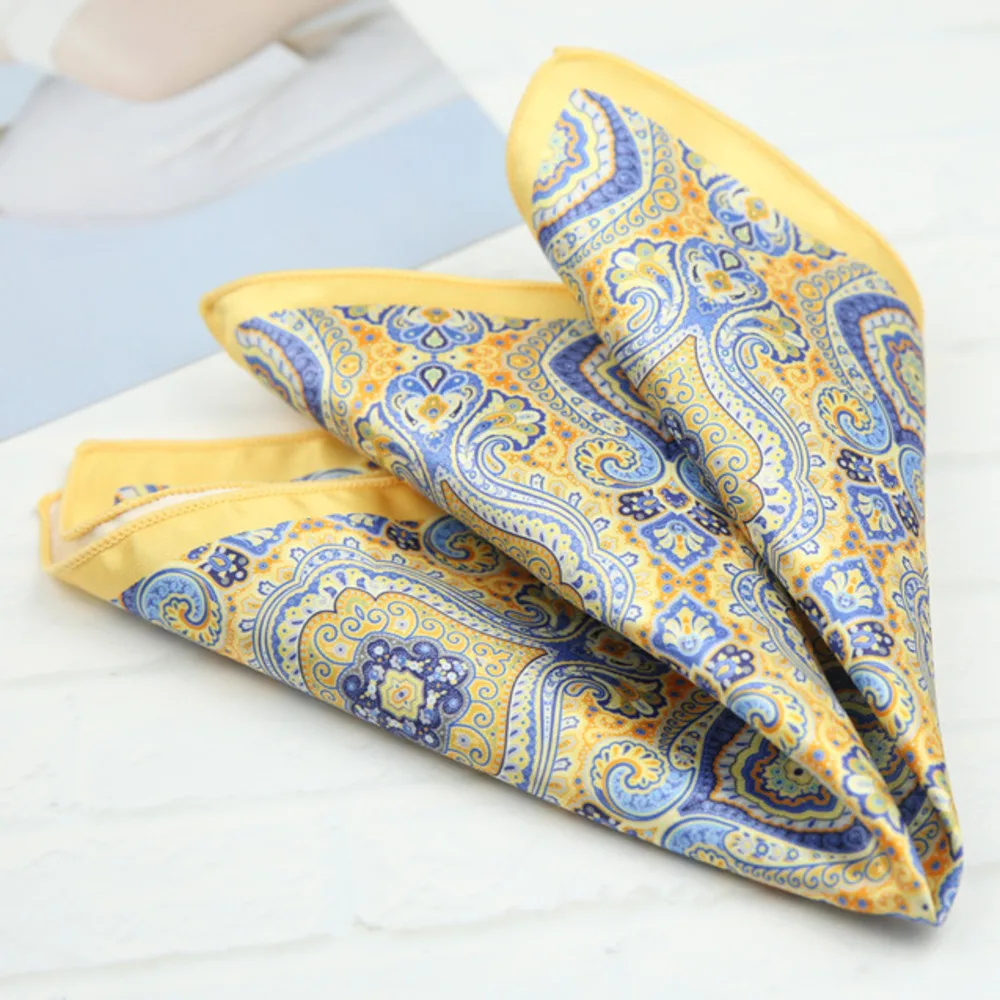 2026 Oversized Silky Pocket Square For Men 27CM Luxury Floral Dots Pocket Square Wedding Hanky Paisley Chest Towel Suits Scarf