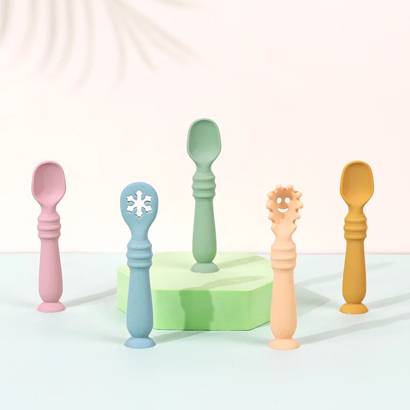 3pcs Silicone Spoon Fork For Baby Utensils Set Feeding Food Toddler