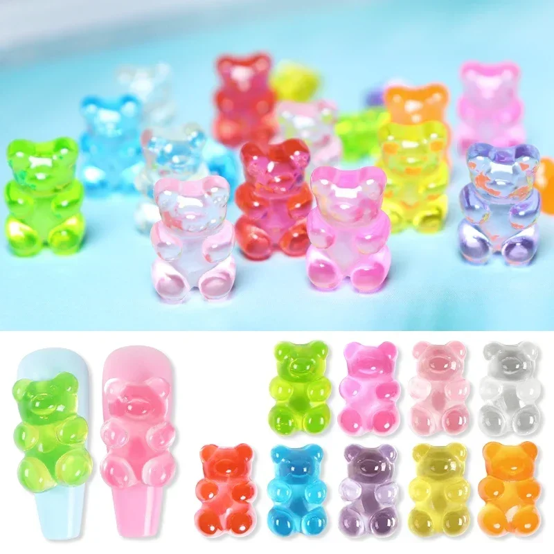 

18Pcs Gummy Bear Jelly Parts 3D Candy Color Nail Art Decorations Kit For Manicure DIY Charms Design Gel Kawaii Nails Accessories