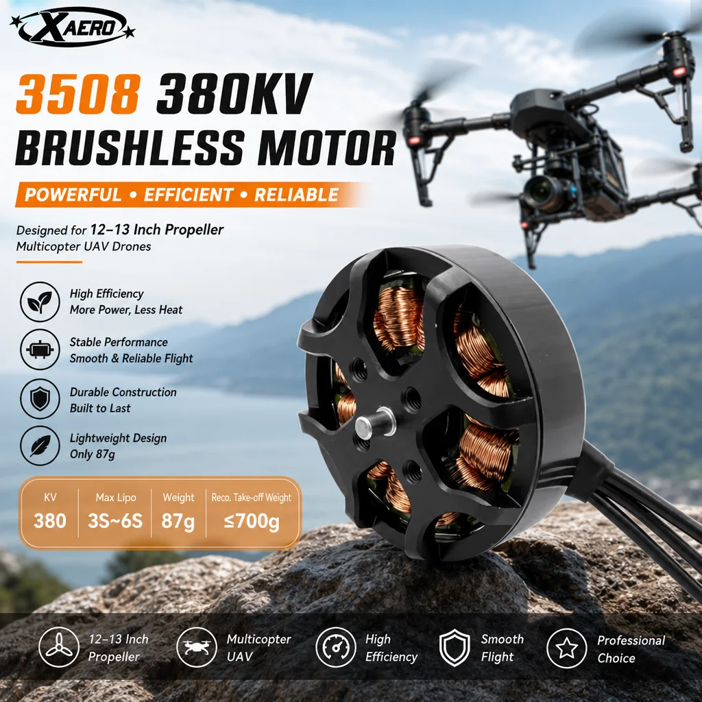 XAERO 3508 380KV Bürstenloser Motor für 12-13 Zoll Propeller Multi-Copter UAV Drohne 500mm