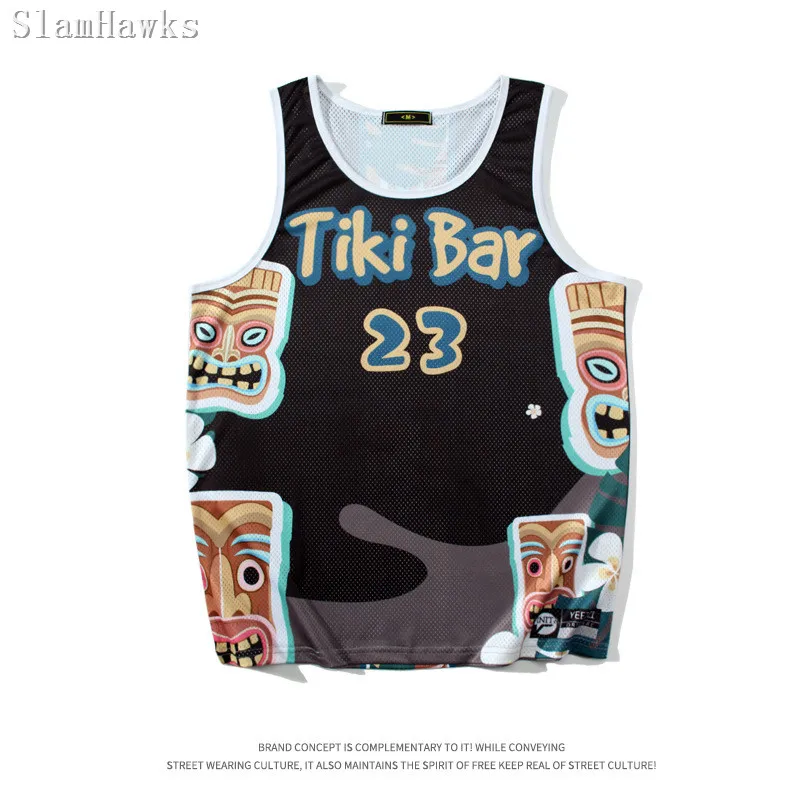 Hipjazer King Tiki Bar 23# 3D Print BattleBorn Basketball Jersey Summer Sport Beach Training Shirts Thermal Transfer Tanks