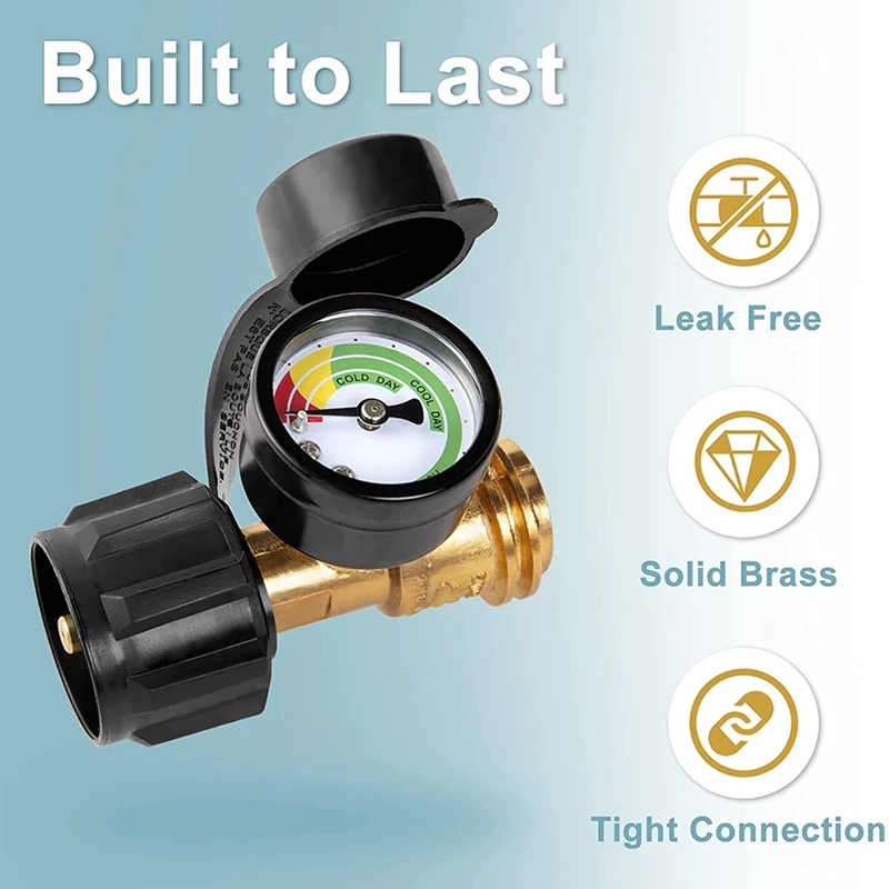 범용 프로판 탱크 게이지, QCC1/타입 1 연결, 플레임 킹 5-40 파운드 스틸 프로판 실린더에 적합