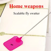 1pc Telescopic fly swatter manual plastic stainless steel rod with long rod mosquito swatter home sharp tools 1