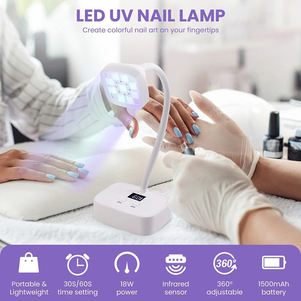 Wireless LED UV Nail Dryer Gel Nail Fast Drying Nail Lamp Mini Cureing Lamp For Nails Manicure Table Lamp Rechargeable Nail Lamp