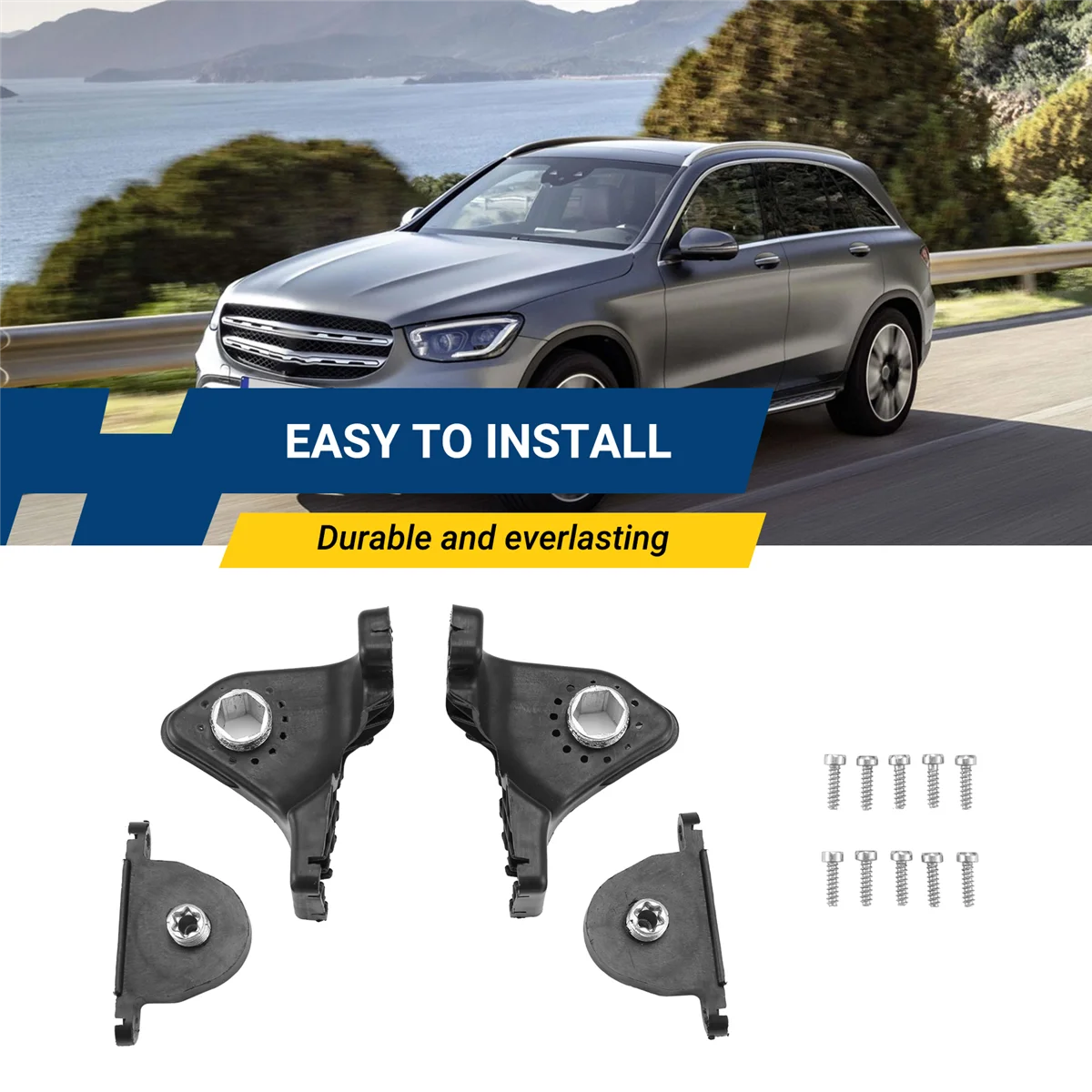 1Pair L+R Front Headlight Repair Mount RS Bracket Kits for Mercedes-Benz GLC-Class X253 2015- A2538200114 2538200214