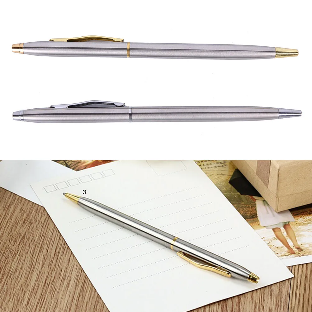 

1PC Ball Pen Rvs Staaf Roterende Metalen Balpen Briefpapier Balpen 0.7 Mm Blauw inkt Kantoor & School Supplies