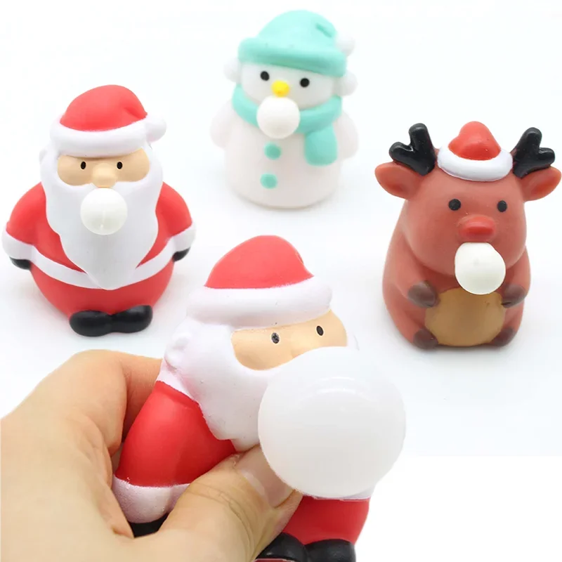 

Christmas Squeeze Toys Extrusion Blowing Bubble Pinch Toy Kids Stress Relief Fidget Toy Santa Claus Elk Snowman Pinching Toy