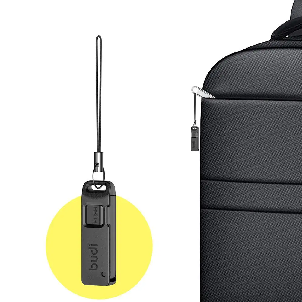 Black SIM Card Storage Box with Ejector Pin and Lanyard