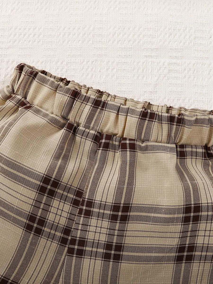 Completo Bambino Gentleman - Camicia A Quadri Con Papillon E Bretelle, Taglie 1-6 Anni, Cotone/Poliestere - Foto 7