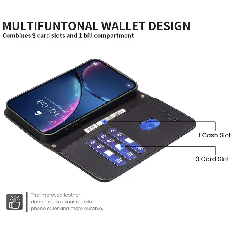 Elegant 3D Checkered Pattern Leather Wallet Case with Magnetic Flip Cover