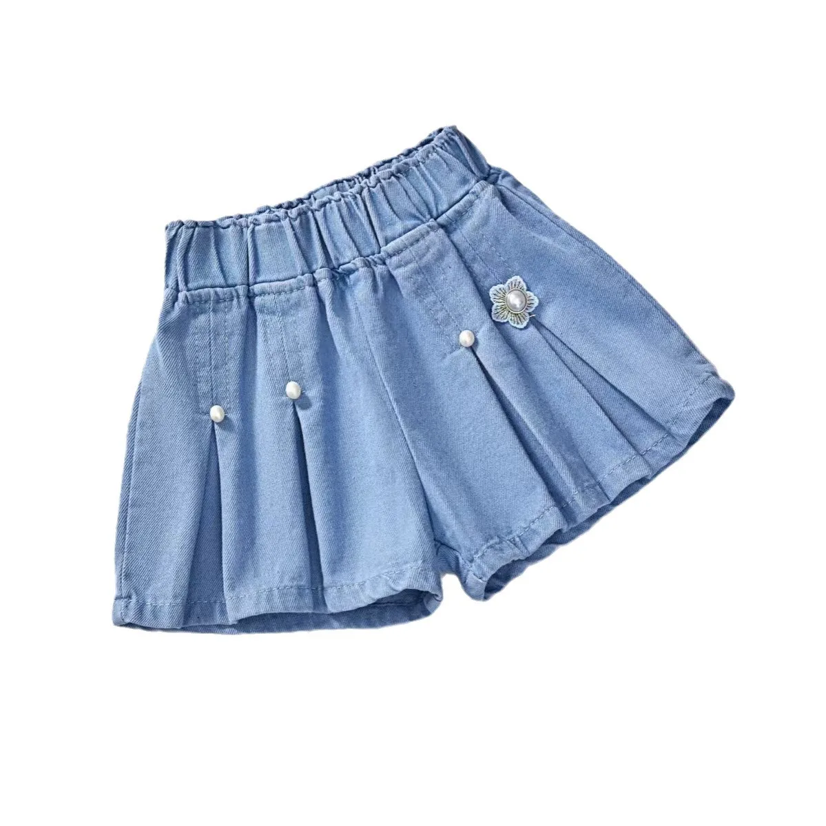 여자 여름 얇은 데님 반바지 어린이 유행 면 능직 스커트 바지 한국 스타일 어린이 여름 의류