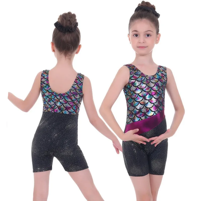 5-12 Years Old Fashion Girls Gymnastics Leotards Sizes Short Girls' Dancewear Jumpsuit