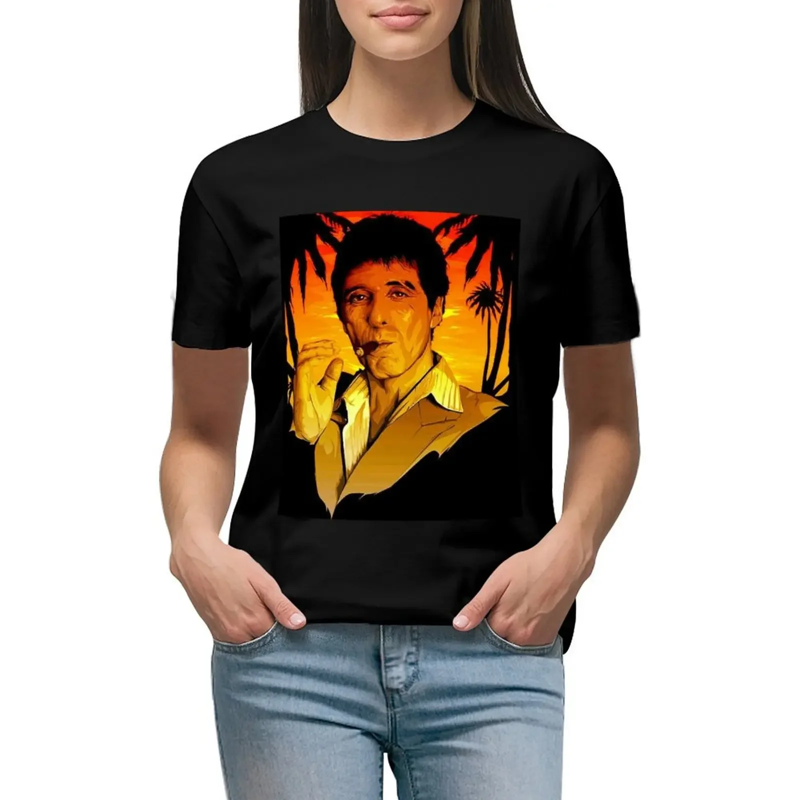 

Montana-Scarface T-shirt anime clothes summer tops oversized luxury designer clothing Women