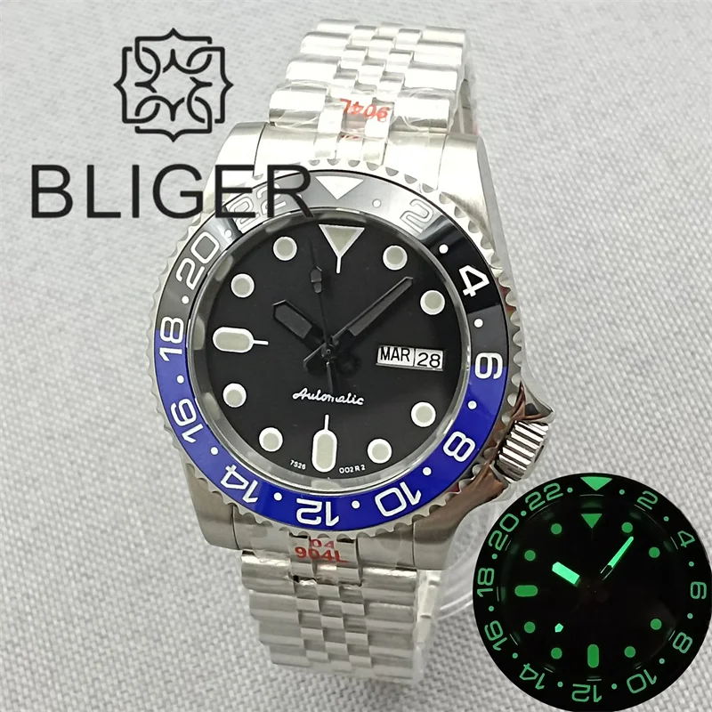 BLIGER 4 O'clock 3.8 Crown NH36 Watch For Men Weekday 40mm
