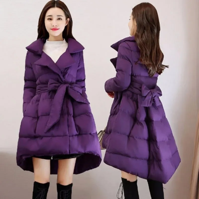 2023 New Women Mid-Length Cotton Jacket Winter Female Casual Loose Thicken Warm Outwear Fashion A- Line Cotton-Padded Jacket