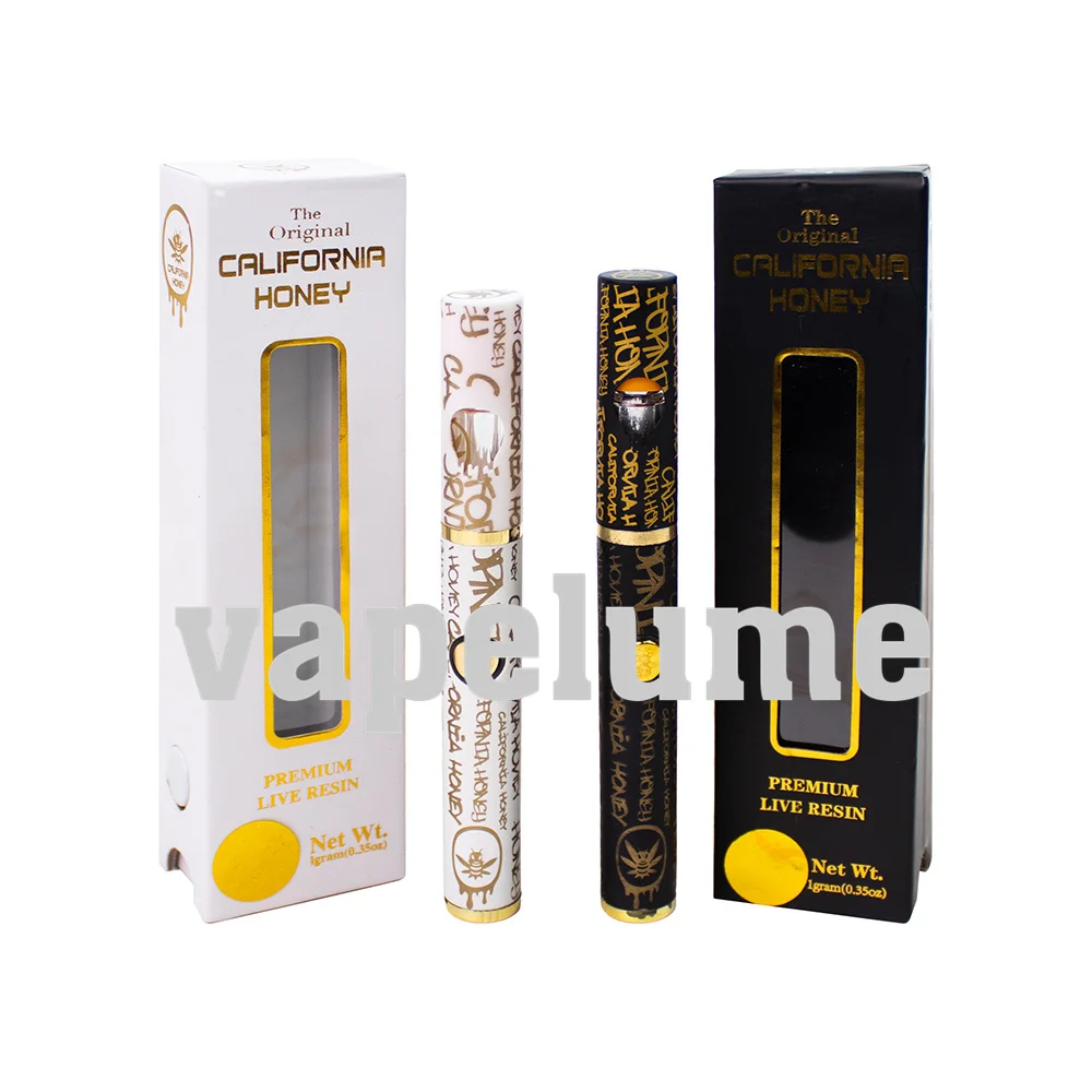 Cali Vape Pen 1000mg miel vacía cigarrillos eléctricos desechables Kit de inicio esponja protectora CR Lock caja de presentación pegatina personalizada