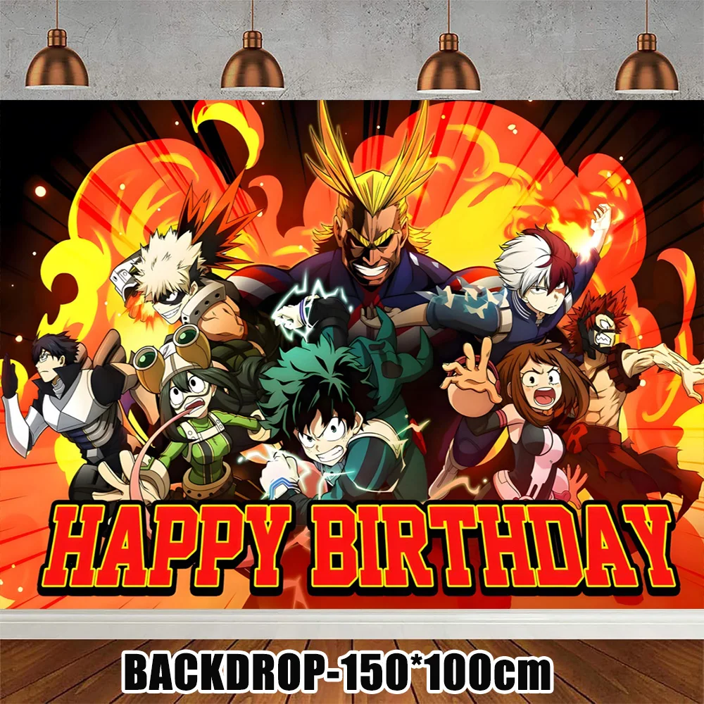 Anime My Hero Academia Theme Kids Birthday Party Decorations Set - Balloons, Cake Topper, Banner, Backdrop, and Baby Shower Props