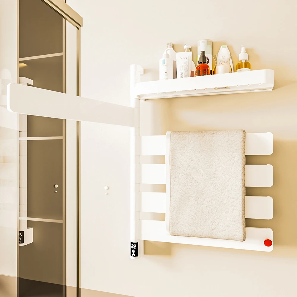 220V bathroom electric towel rack rotatable with UV light night light digital display function towel drying