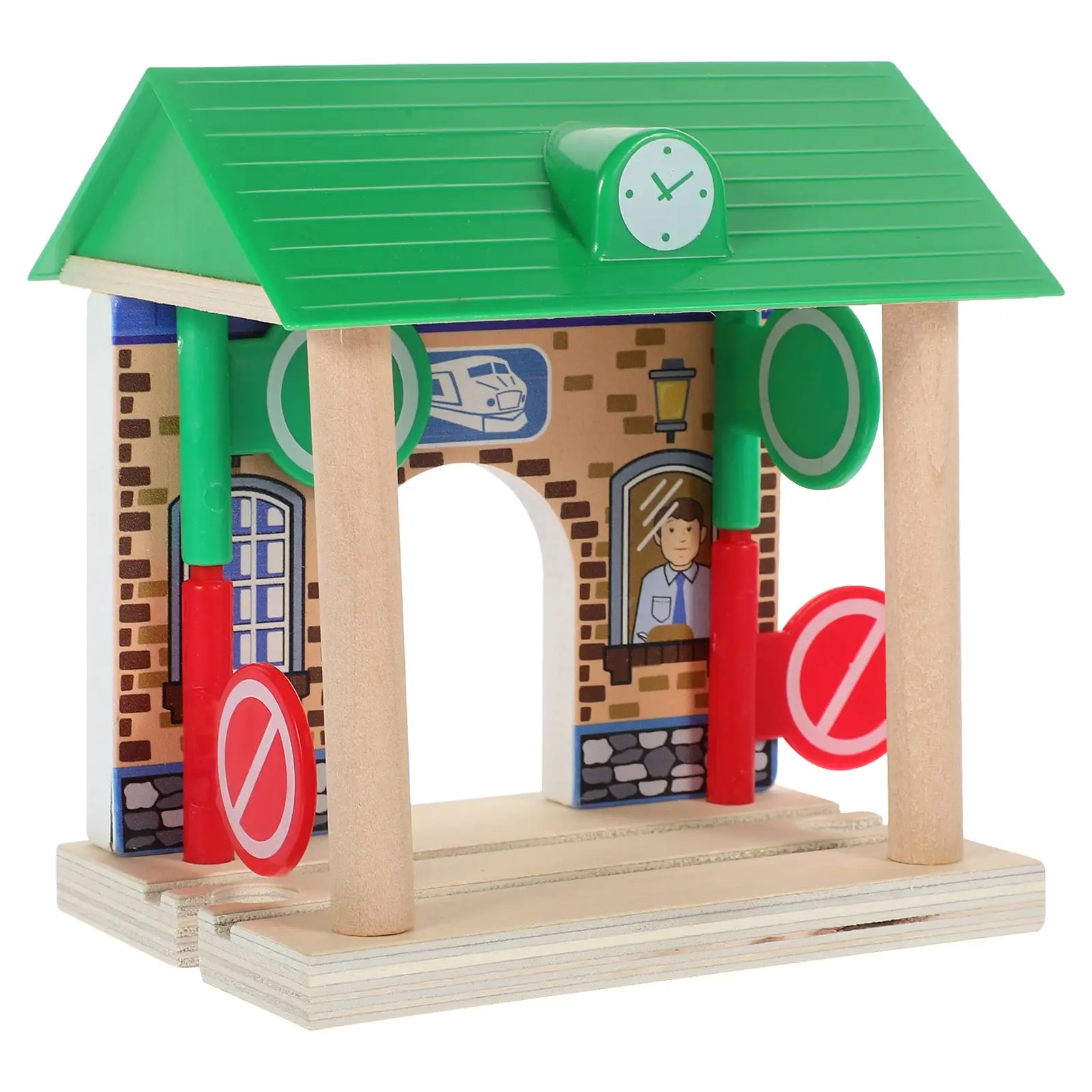 Train Track Accessories Playing Kids Model Models Pretend Small Wooden Railway Station Child Toys