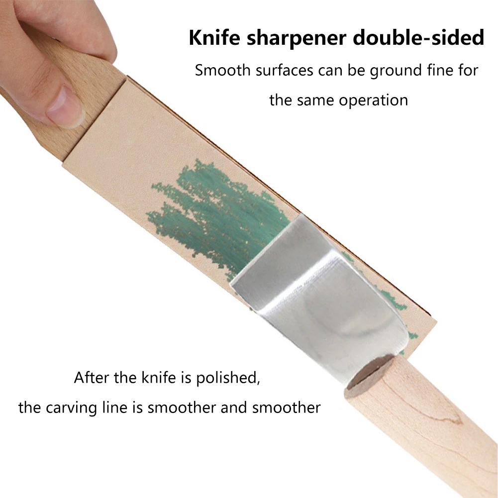 Double-sided Leather Strop with Polishing Compound Kit for Knife Sharpening