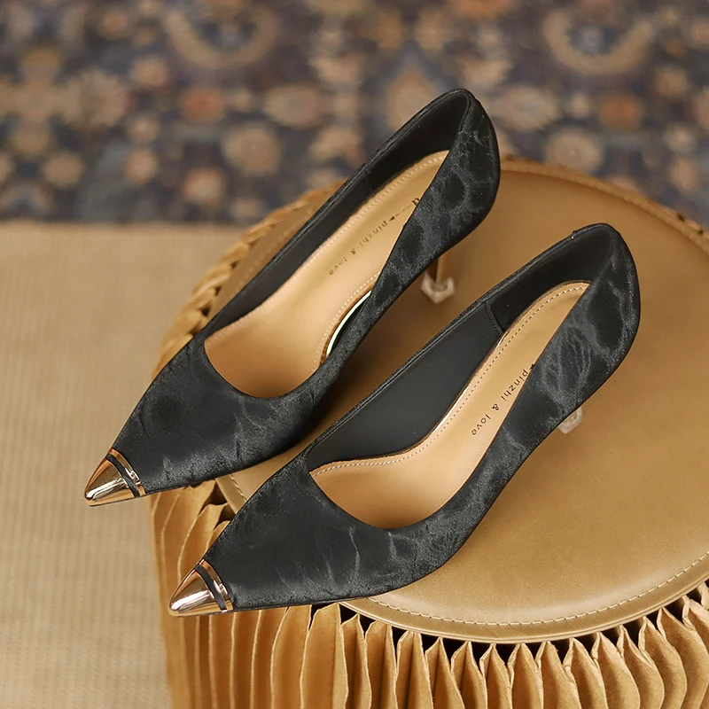

Women's Pumps Leather Closed Pointed Toe Sexy Stiletto Heels Wedding Party Dress Prom Shoes