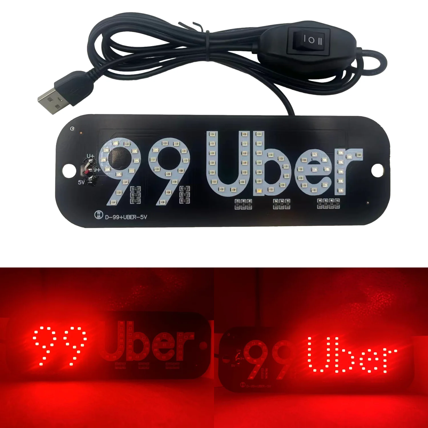 2 Color Changeable Taxi Sign Light for Car, Blue Glow LED Sign Light Decal Stickers with Suction Cups, Cab Indicator Lamp