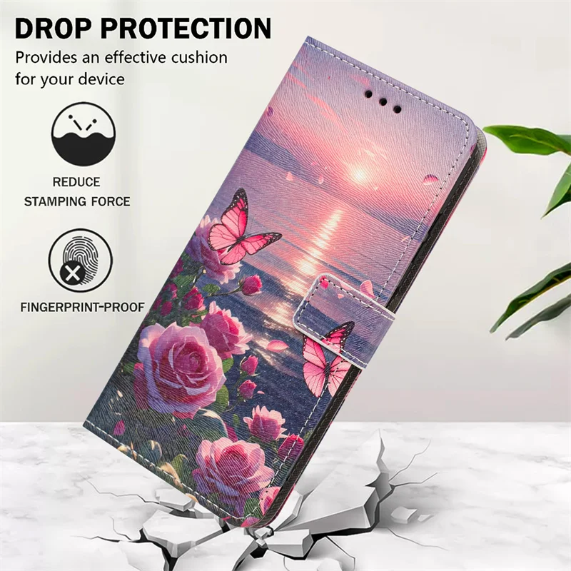 Sunset Painted Leather Wallet Phone Case