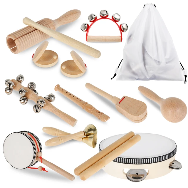 11Pcs/7Pcs Musical Instruments for Toddler Wooden Percussion Instruments Toys Set with Storage Bag Educational Music Toys Gift 1