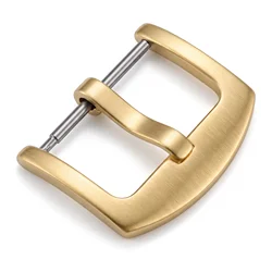 Men's Stainless Steel Watch Band Buckle - Silver, Black, Gold Options - 24mm (Gold brushed)