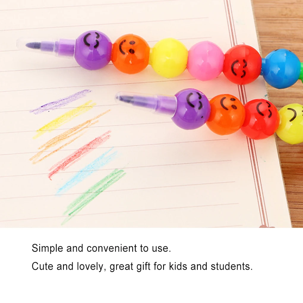 

Creative 7 Colors Wax Pencil Cartoon Smiley Sugar-Coated Graffiti Pen Art Painting Drawing Crayon Wax Pencil For Children Kids