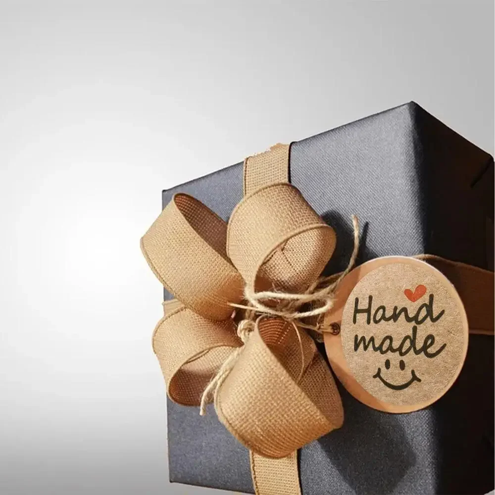 100-500pcs Kraft Paper Stickers Smiling face pattern Scrapbook Gift Stationery Label Sticker Handmade With Love For The Sticker self adhesive stickers stationery stickers paper stickers adhesive stickers smile face stickers smiley stickers kraft paper stickers