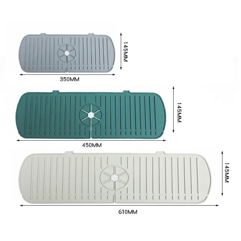 Silicone drain mat 1Pcs Silicone Faucet Mat Water Ripples Kitchen Bathroom Drainage Pad Wash Basin Large Sink Splash Pad Countertop Protector