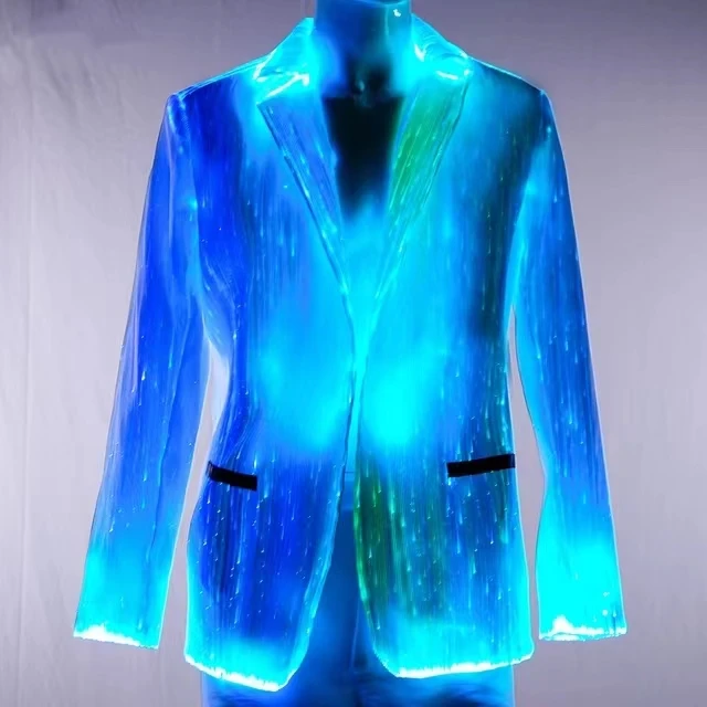 Flashing Rave Fiber Optic Glowing Festival Luminous Glow LED Light Wedding Jacket Suit Men Party Blazer Luminous Coat filament glow in dark pla 250g luminous pla 1 75mm 3d printer plastic sublimation materials glowing filament resin 3d