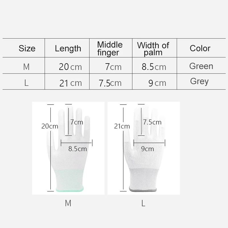 Fingertip PU Coated Anti-static Gloves Antiskid Handwork Industrial Working Protective Gloves Car Window Tint Film Install Glove 6
