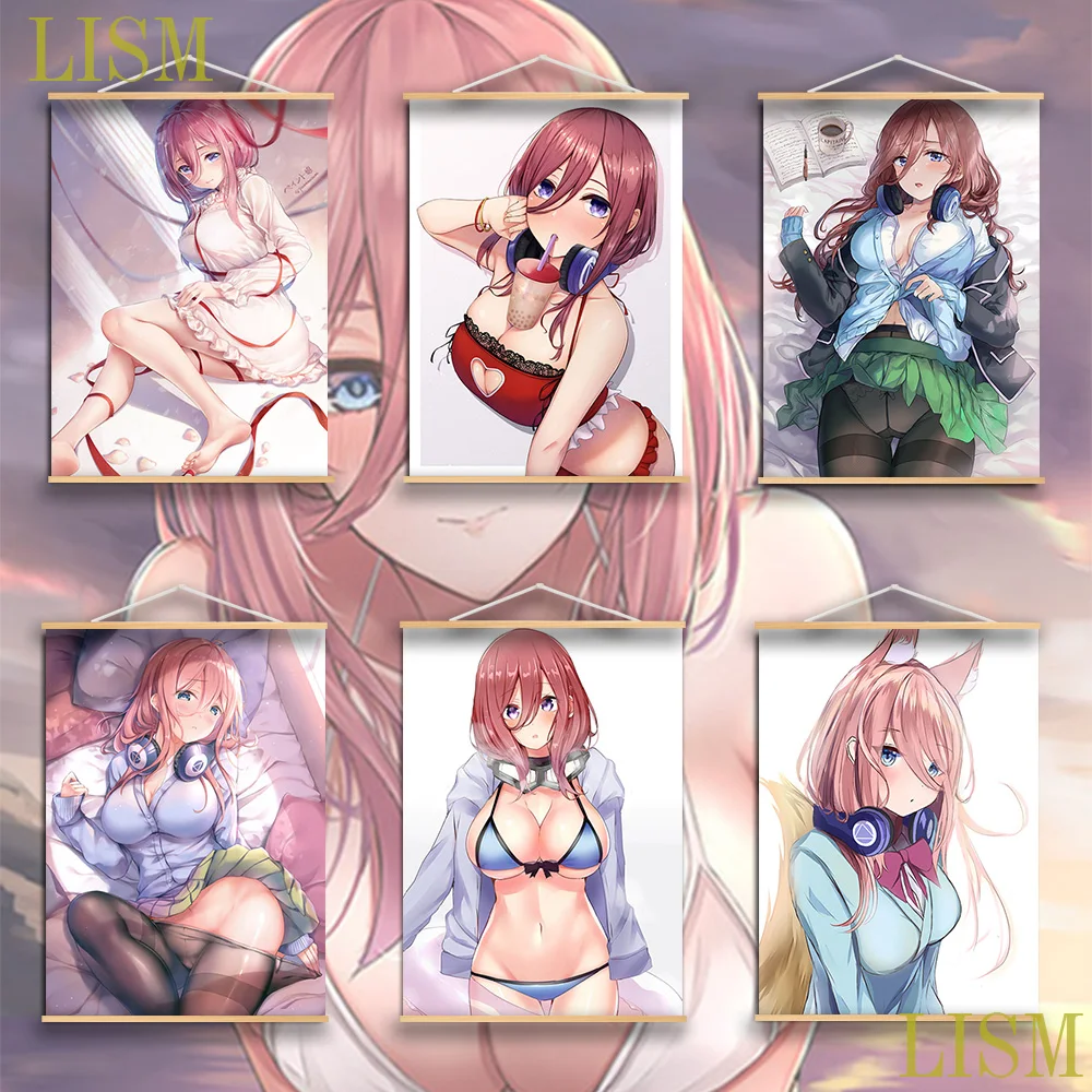 

Cute Anime The Quintessential Quintuplets Cosplay Anime manga wall Poster solid wood hanging scroll with canvas painting