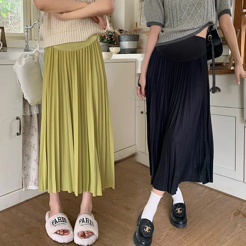 Summer Fashion Pleated Maternity Skirts Elastic Waist Belly Bottoms Clothes for Pregnant Women For Pregnant Women Skirt