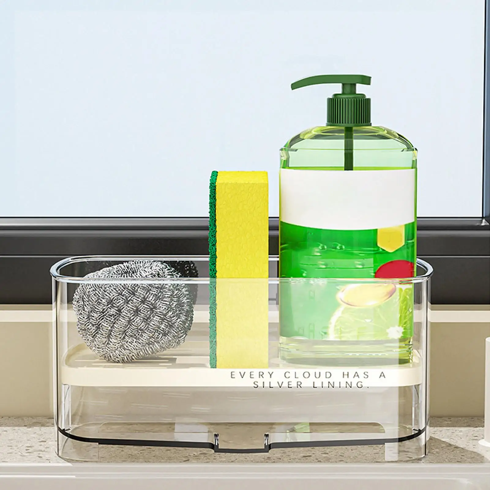 Sponge Holder For Kitchen Sink Anti-Slip Self-Draining Rack Sink Caddy Organizer Countertop For Bathroom Restroom Home Household