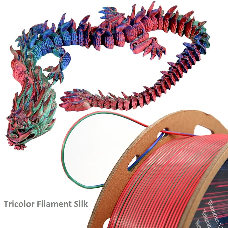 Tricolor Filament PLA 1.75mm Silk Filaments PLA 1kg 500g 250g 3D Printer Plastic Material Multicolor Filamento Strength Newest