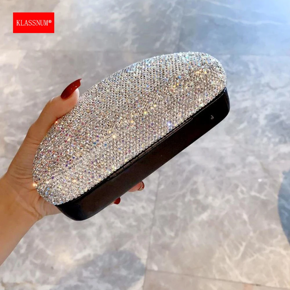 KLASSNUM Rhinestone Glitter Luxury Glasses Case Women