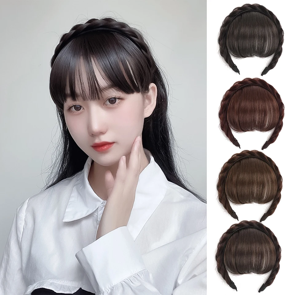 

Air Bangs hair hoop Thin Fake Fringes Natural Straigth Synthetic Neat Hair Bang Accessories For Girls Invisible Natural 4 Color