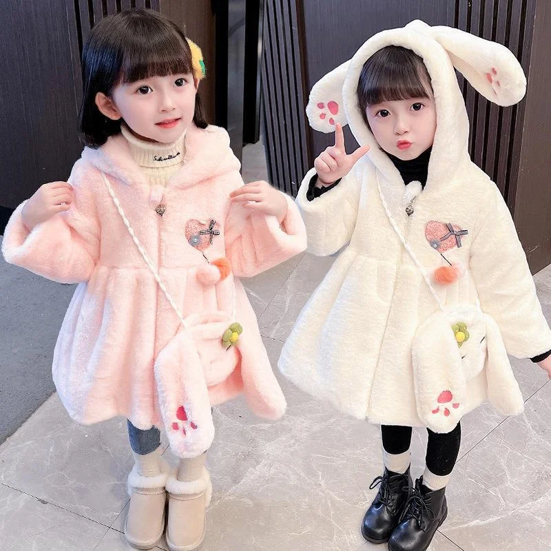 

Girls Down Coat Jacket Cotton Outerwear Windbreak 2023 Soft Thicken Velvet Winter Warm Snowsuit Children's Clothing