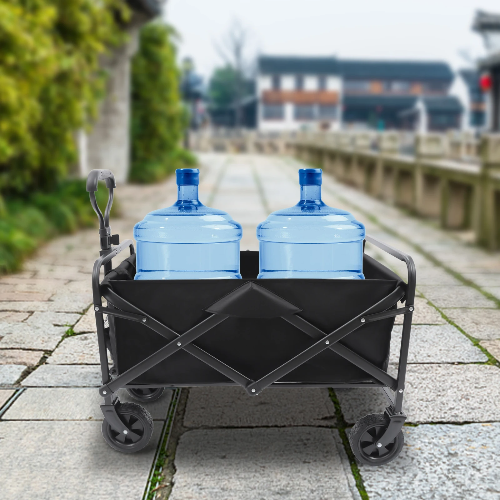 Camping Trolley 176LBS Heavy Duty Cart Big Wheels Beach Trolley Cart Adjustable Handle Drink Holders