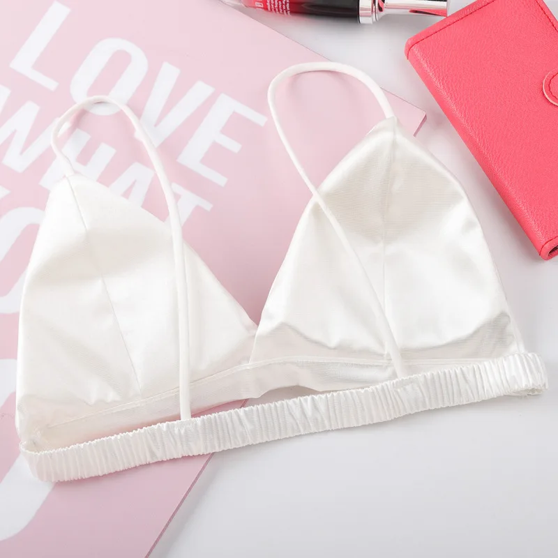 Women Tube Top Sexy Bra Seamless One Piece Ice Silk Bralette Thin Straps Crop Top With Open Back For Female Summer Lingerie women lingerie bra women tube tops
