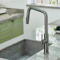 Brushed Rose Gold ดึงก๊อกน้ําห้องครัวแปรงทองก๊อกน้ําอ่างล้างจานทองเหลืองอ่างล้างจาน Tap หมุน Spout Mixer Tap ร้อนเย็นน้ํา Crane 5