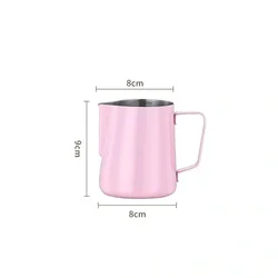 Stainless Steel Professional Milk Frother Jug with Scale for Latte Art and Espresso (350ML Pink)