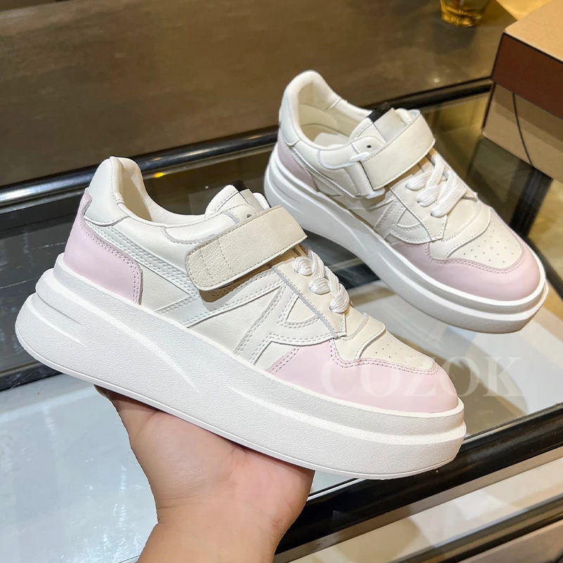 

Female Small White Shoes Autumn New Online Celebrity Style Thick Bottom Loafers Round Head Height Increasing Ladies Sneakers