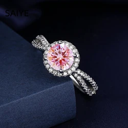 Elegant Blue Halo CZ Adjustable Sterling Silver Ring for Women - Fine Jewelry Gift (Pink)