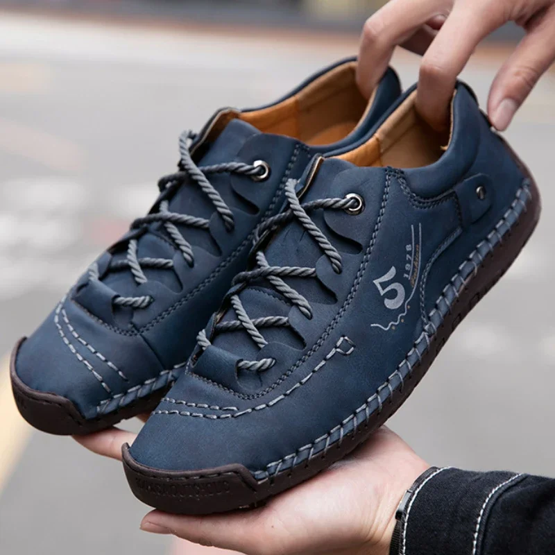 High Quality Men's Casual Shoes Handmade Leather Loafers Male Comfortable Soft Sole Walking Shoes Non-slip Men Sneakers Big Size 3